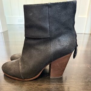 Rag & Bone Black Heeled Boots with Chunky Wooden Heel Size 38.5 Gently Used